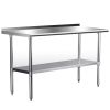 Stainless Steel Work Table for Prep &amp; Work 24 x 60 Inches Heavy Duty Table with Undershelf and Galvanized Legs for Restaurant; Home and Hotel