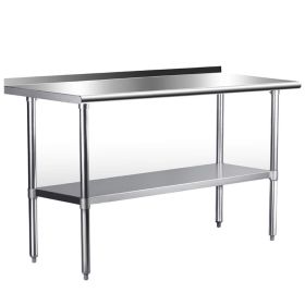 Stainless Steel Work Table for Prep &amp; Work 24 x 60 Inches Heavy Duty Table with Undershelf and Galvanized Legs for Restaurant; Home and Hotel