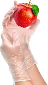 Vinyl Disposable Gloves. Pack of 100 Universal Gloves Large Size. Natural Color Non Sterile Ambidextrous Food Gloves for Kitchen; Cooking; Powder Free