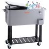 VEVOR Rolling Ice Chest Cooler Cart 80 Quart, Portable Bar Drink Cooler, Beverage Bar Stand Up Cooler with Wheels, Bottle Opener, Handles for Patio