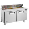 VEVOR Commercial Refrigerator 60" Sandwich Salad Prep Table 2 Doors w/ 16 Pans