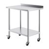 VEVOR 24 x 36 x 40 Inch Stainless Steel Work Table, Commercial Food Prep Worktable with Casters, Heavy Duty Prep Worktable