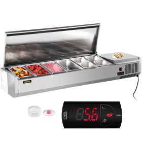 VEVOR Refrigerated Condiment Prep Station, 60-Inch, 16.8Qt Sandwich/Salad Prep Table with 4 1/3 Pans & 4 1/6 Pans