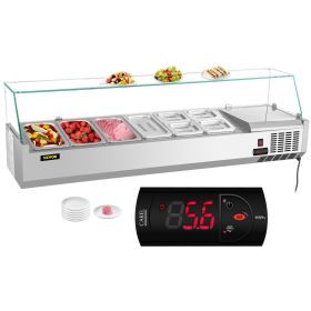 VEVOR Refrigerated Condiment Prep Station, 60-Inch, 16.8Qt Sandwich Prep Table w/ 4 1/3 Pans & 4 1/6 Pans
