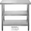 VEVOR Outdoor Food Prep Table, 24x14x33 in Commercial Stainless Steel Table, 2 Adjustable Undershelf BBQ Prep Table, Heavy Duty Kitchen Work Table