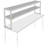 VEVOR Double Overshelf, Double Tier Stainless Steel Overshelf, 72 in Length x 12 in Width Double Deck Overshelf
