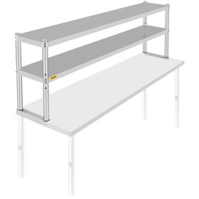 VEVOR Double Overshelf, Double Tier Stainless Steel Overshelf, 72 in Length x 12 in Width Double Deck Overshelf