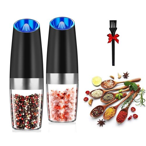 2Pcs Gravity Sensing Salt and Pepper Grinder Automatic Electric Salt Mill Grinder With Built-in LED Lights Adjustable Coarseness One Hand Operation Ba 2Pcs Gravity Sensing Salt and Pepper Grinder Automatic Electric Salt Mill Grinder With Built-in LED Lights Adjustable Coarseness One Hand Operation Ba