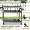 3-Shelf Outdoor Grill Table, Grill Cart Outdoor with Wheels, Pizza Oven and Food Prep Table, Blackstone Table with Stainless Steel Tabletop