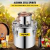 VEVOR Moonshine Still 9.6Gal 38L, Distillery Kit with Circulating Pump, Alcohol Still Copper Tube, Whiskey Distilling Kit w/Build-In Thermometer