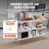 VEVOR Stainless Steel Food Prep Table, 14 x 60 x 34 Inch Commercial Kitchen Worktable, with 2 Adjustable Undershelf