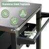 3-Shelf Outdoor Grill Table, Grill Cart Outdoor with Wheels, Pizza Oven and Food Prep Table, Blackstone Table with Stainless Steel Tabletop