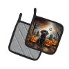 Chocolate Labrador Retriever Spooky Halloween Pair of Pot Holders Kitchen Heat Resistant Pot Holders Sets Oven Hot Pads for Cooking Baking BBQ