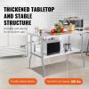 VEVOR Commercial Worktable Workstation 48x30 Inch Folding Commercial Prep Table, Double-Shelf Stainless Steel Folding Table