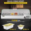 VEVOR Refrigerated Condiment Prep Station, 55-Inch, 13.8Qt Sandwich Prep Table w/ 3 1/3 Pans & 4 1/6 Pans