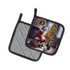 Boston Terrier and Santa Claus Pair of Pot Holders Kitchen Heat Resistant Pot Holders Sets Oven Hot Pads for Cooking Baking BBQ, 7 1/2 x 7 1/2
