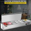 VEVOR Refrigerated Condiment Prep Station, 55-Inch, 13.8Qt Sandwich/Salad Prep Table with 3 1/3 Pans & 4 1/6 Pans