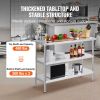 VEVOR Stainless Steel Food Prep Table, 18 x 48 x 34 Inch Commercial Kitchen Worktable, with 2 Adjustable Undershelf