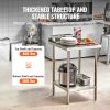 VEVOR 24 x 24 x 36 Inch Stainless Steel Work Table, Commercial Food Prep Worktable Heavy Duty Prep Worktable