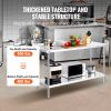 VEVOR 24 x 60 x 36 Inch Stainless Steel Work Table, Commercial Food Prep Worktable Heavy Duty Prep Worktable