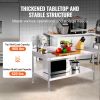 VEVOR Stainless Steel Work Table, 30 x 48 x 26 Inch Commercial Food Prep Worktable, 3-Sided Backsplash Heavy Duty Prep Worktable