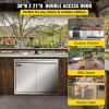 VEVOR Double Access Door, 30''Wx21''H Outdoor Kitchen Door, Double Wall Stainless Steel Outdoor Cabinets with Hooks