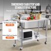 VEVOR 24 x 48 x 40 Inch Stainless Steel Work Table, Commercial Food Prep Worktable with Casters, Heavy Duty Prep Worktable